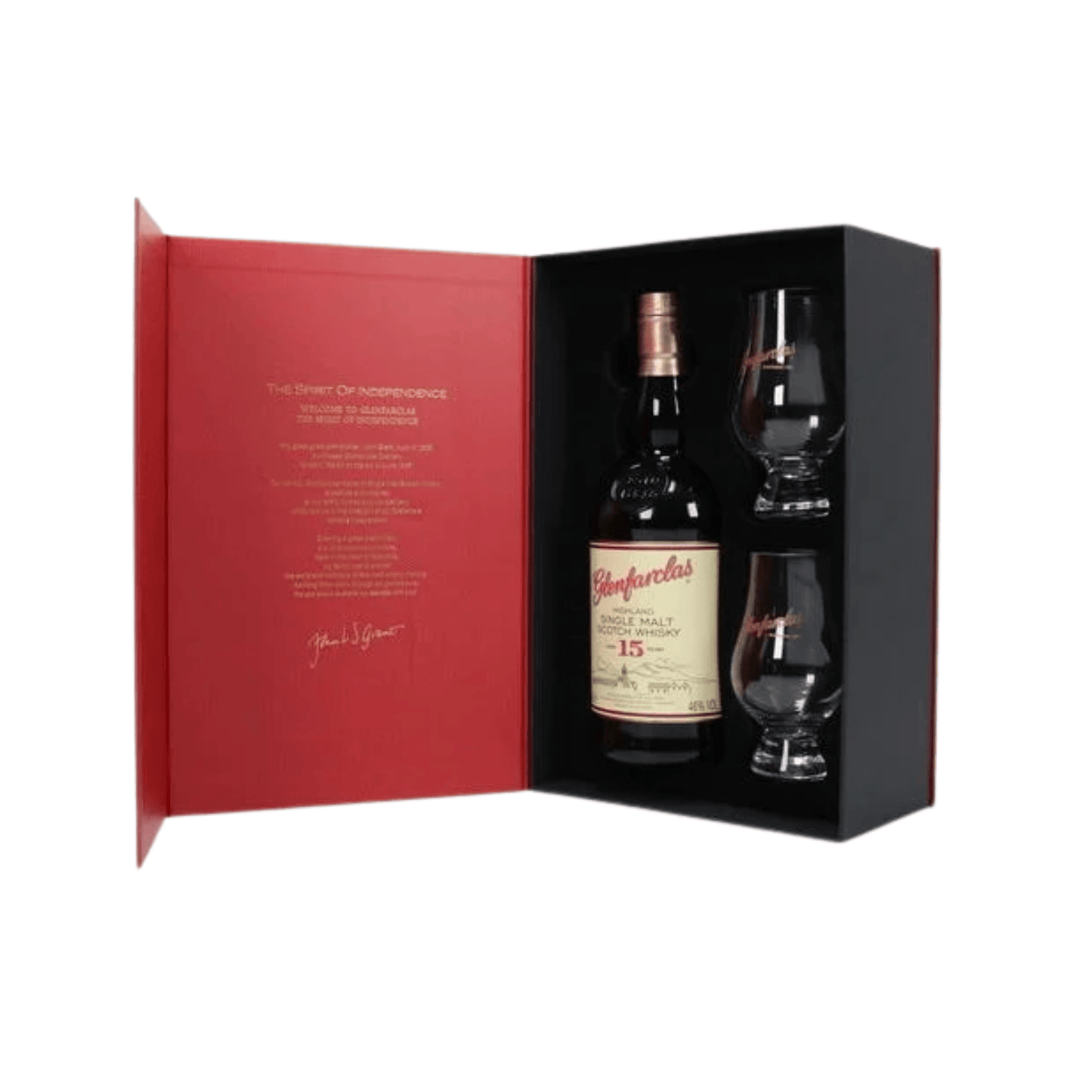Glenfarclas 15 Year Old Single Malt Scotch with 2 Glasses