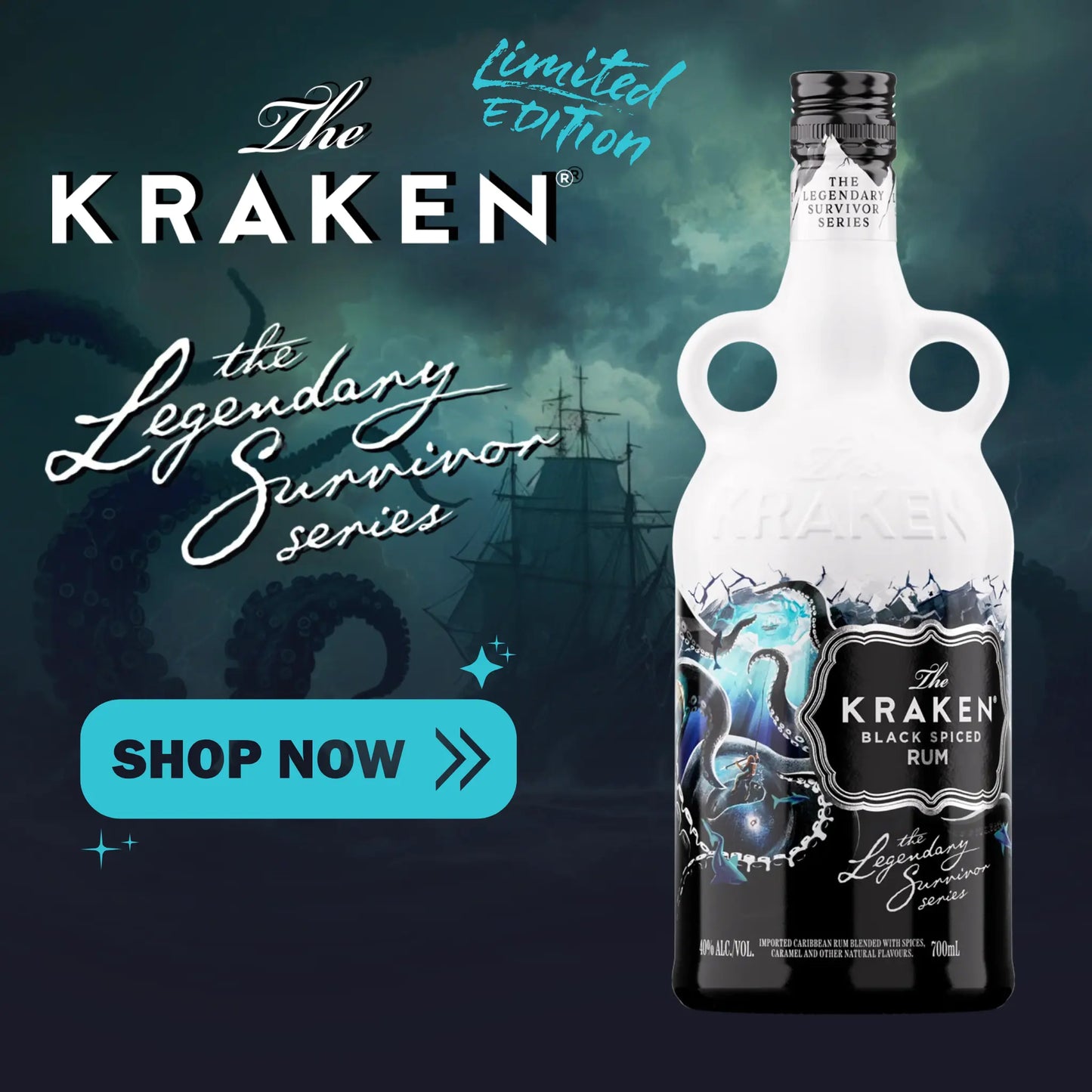 The Kraken Black Spiced Rum Legendary Survivor Series Limited Edition 700ml Booze House