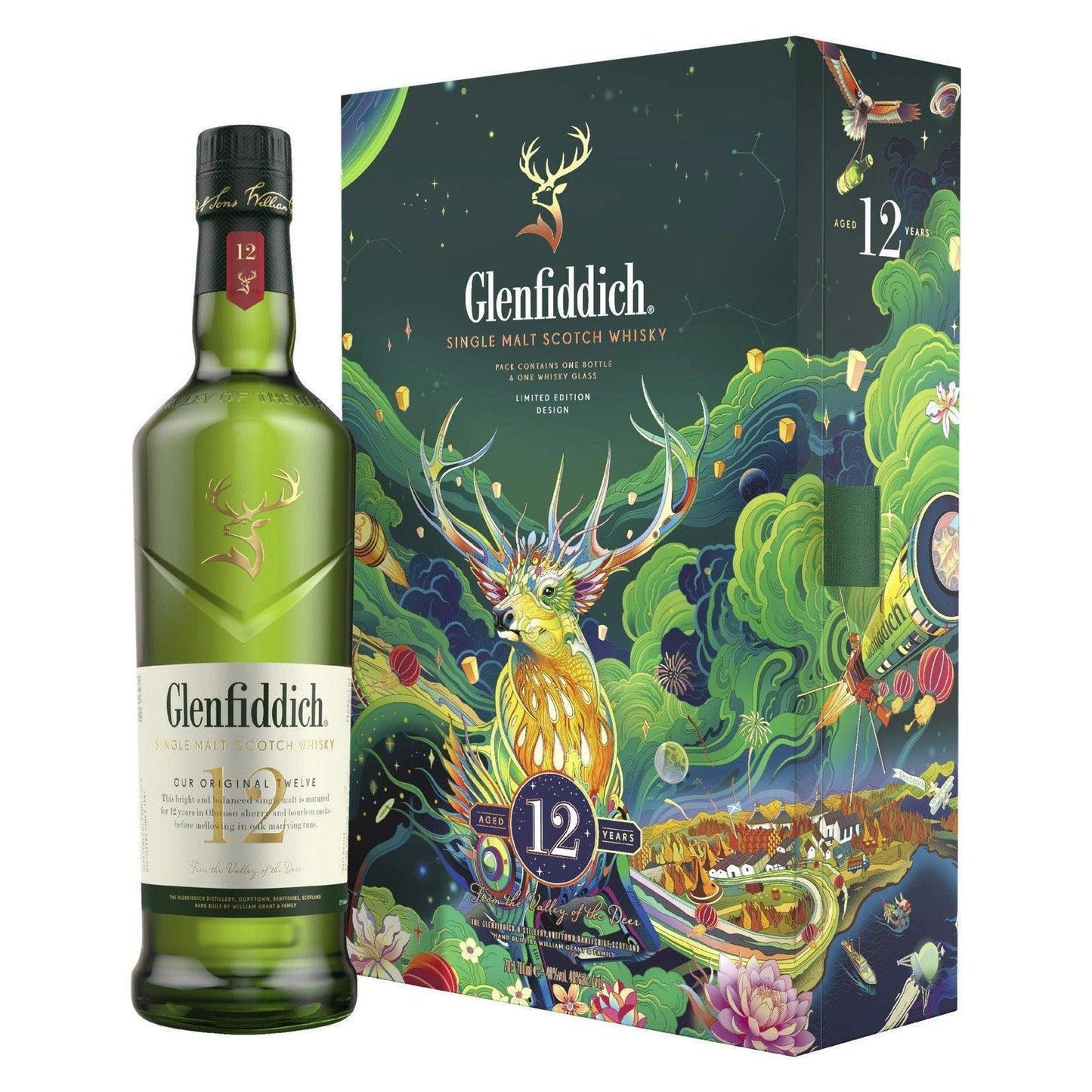 Glenfiddich 12 Year Old Single Malt Scotch Whisky LNY Limited Edition Design - Booze House