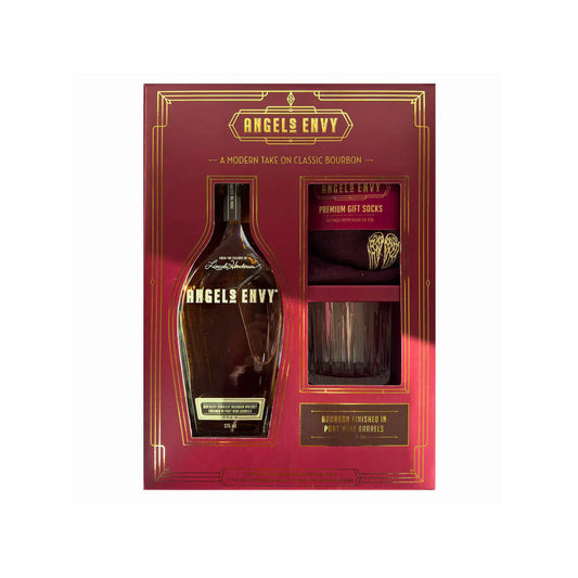 Angel's Envy Bourbon Whiskey 375ml with Socks and Glass Gift Set Booze House
