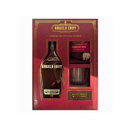 Angel's Envy Bourbon Whiskey 375ml with Socks and Glass Gift Set