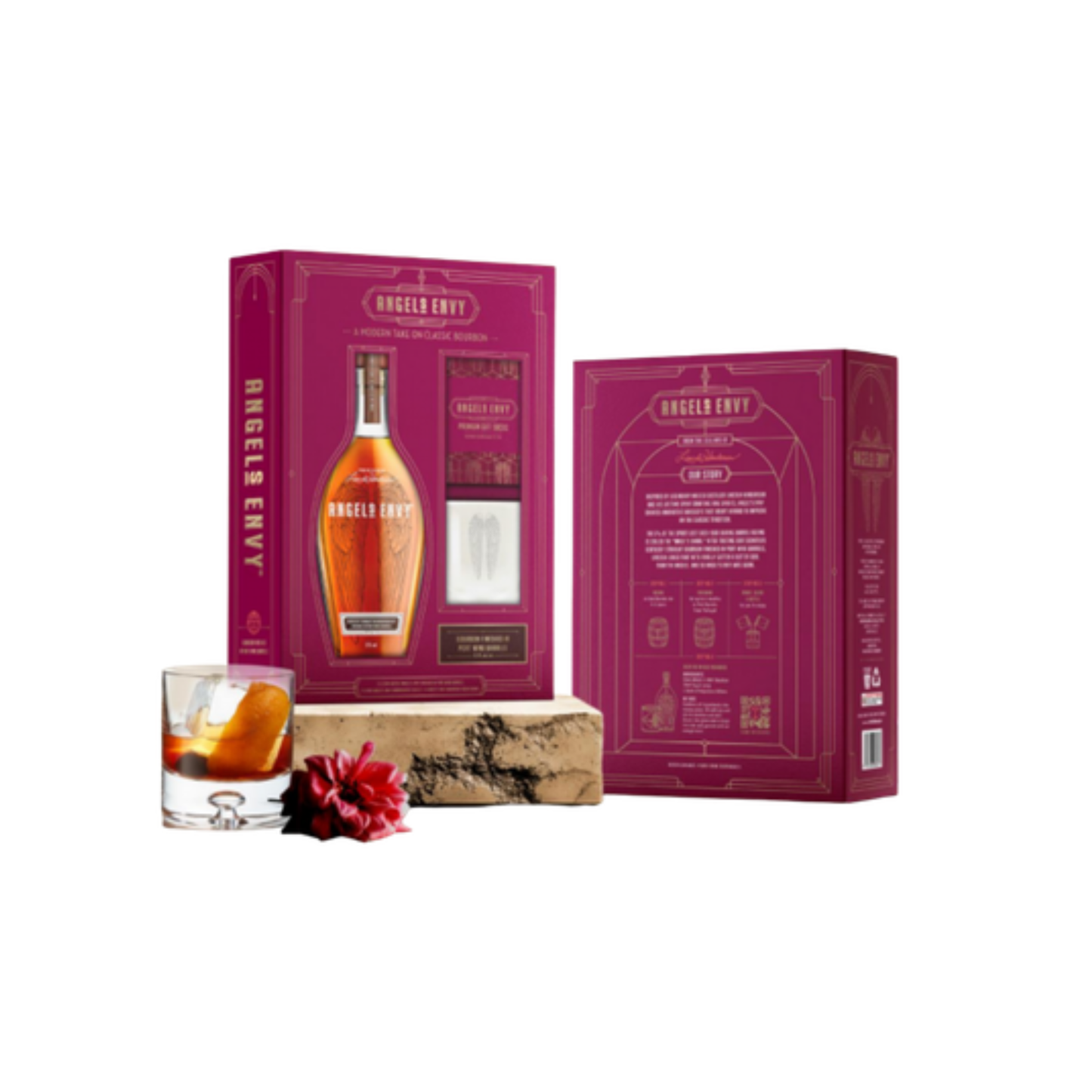Angel's Envy Bourbon Whiskey 375ml with Socks and Glass Gift Set