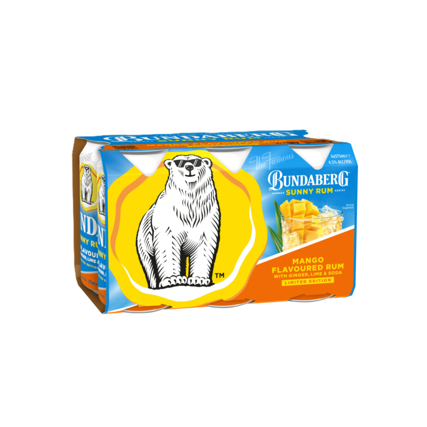 Bundaberg Sunny Rum Series Mango Rum, Ginger, Lime & Soda 375ml