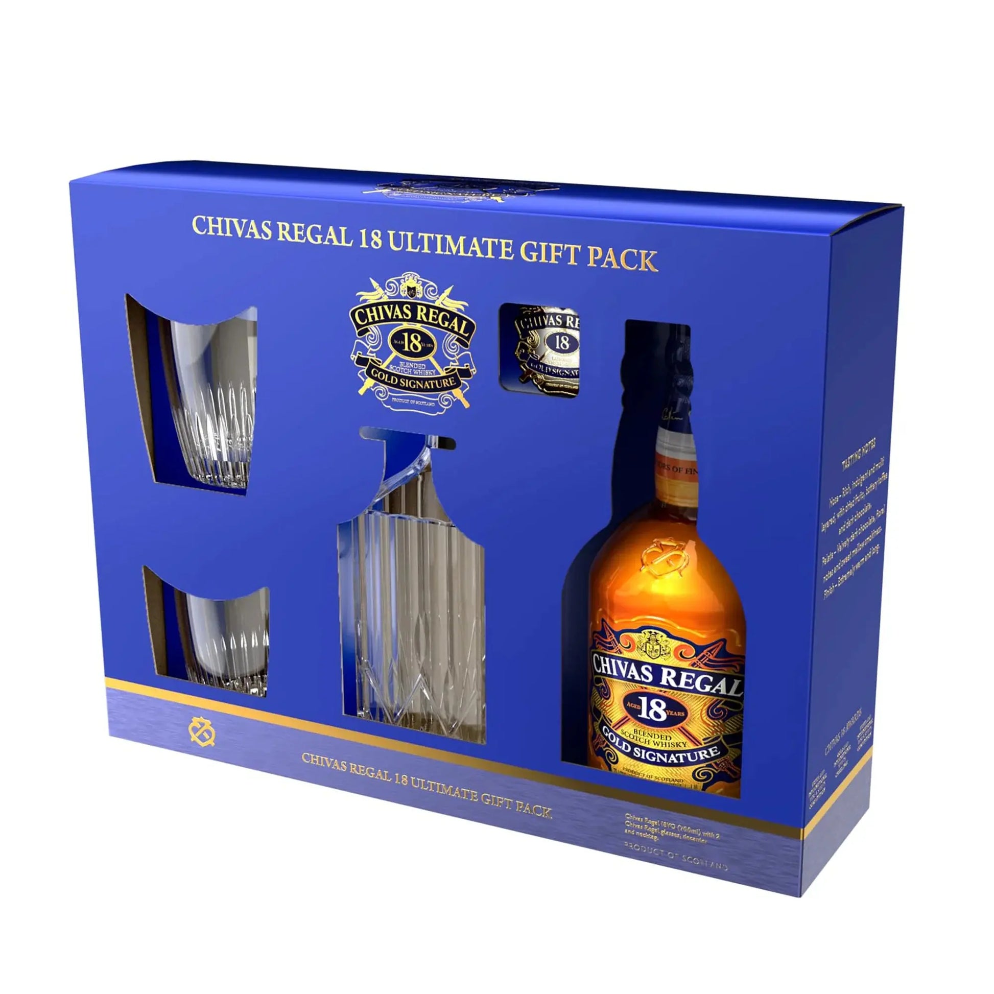 Chivas Regal 18 Year Old Blended Scotch Whisky Decanter & 2 Glasses Gift Pack 700ml Booze House