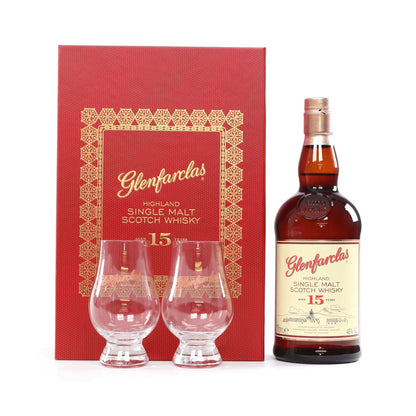 Glenfarclas 15 Year Old Single Malt Scotch with 2 Glasses Booze House