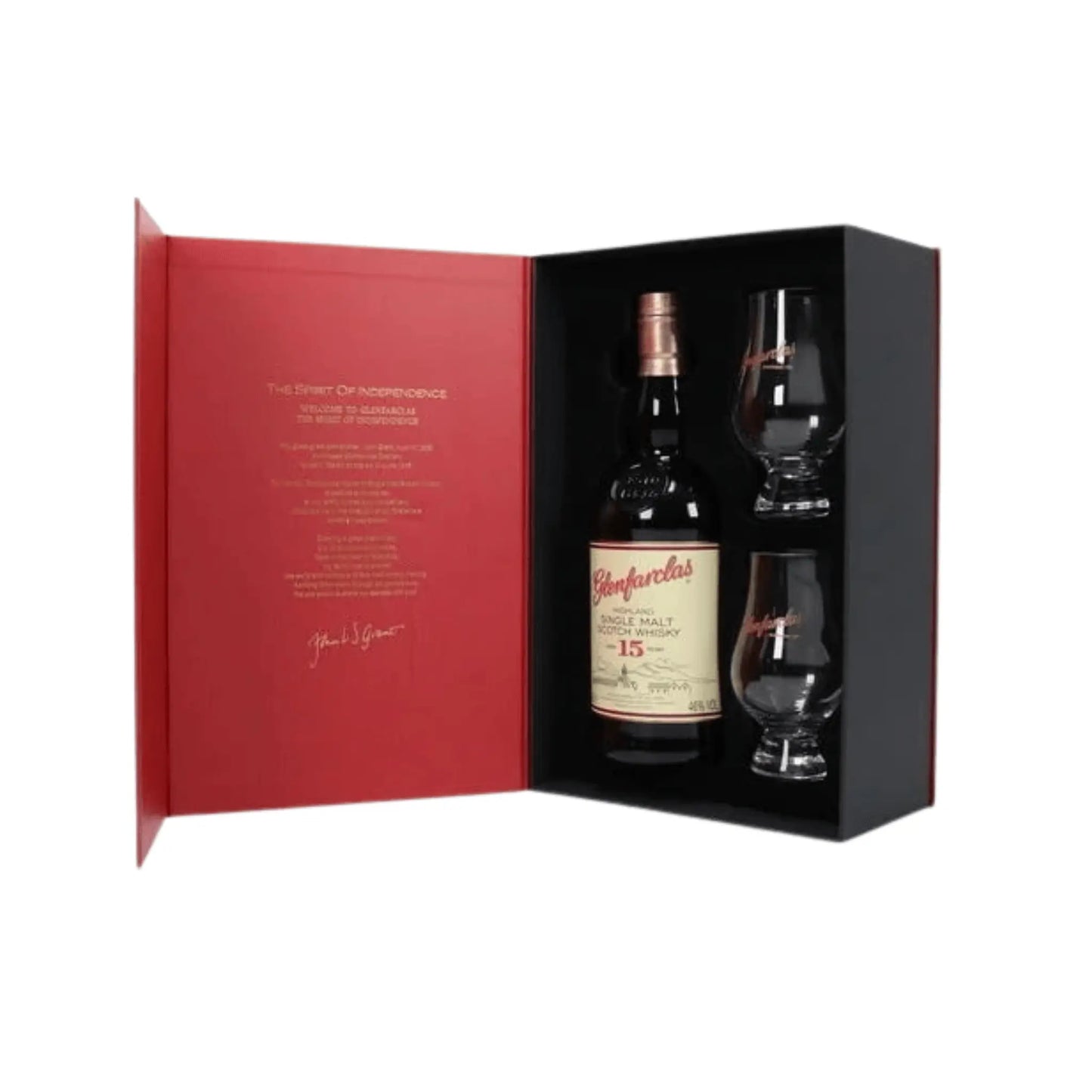Glenfarclas 15 Year Old Single Malt Scotch with 2 Glasses Booze House