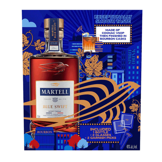 Martell Cognac Blue Swift Limited Edition + 2 Glasses + Garnish 700ml Booze House