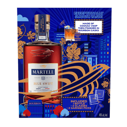 Martell Cognac Blue Swift Limited Edition + 2 Glasses + Garnish 700ml