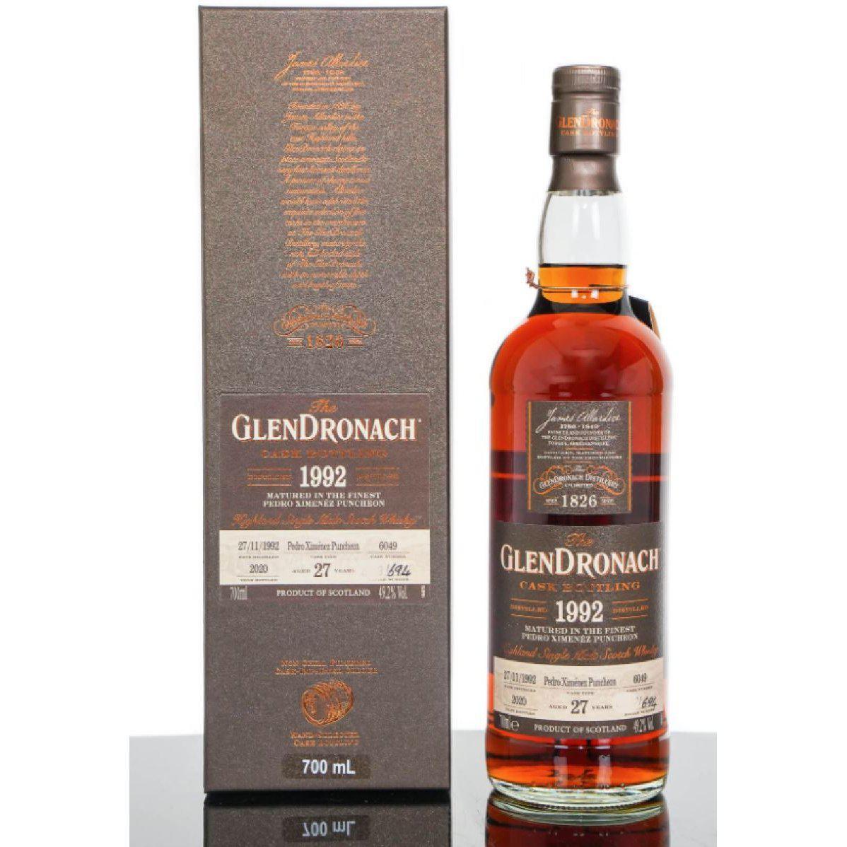 1992 Glendronach Single Cask No.6049 Pedro Ximenez Sherry Puncheon Cask Strength 27 Year Old Single Malt Scotch Whisky (700ml) - Booze House