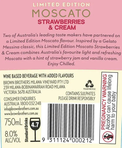 Brown Brothers Moscato Strawberries & Cream Limited Edition 750ml - Booze House