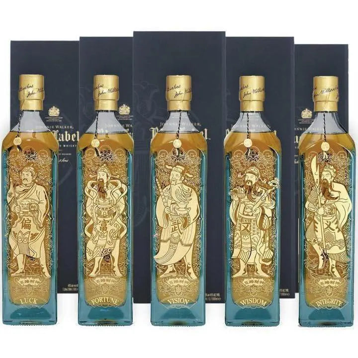 Johnnie Walker Blue Label 5 Gods of Wealth Collection (Wisdom, Vision, Integrity, Fortune & Luck) Blended Scotch Whisky 5 x 750ml - Booze House