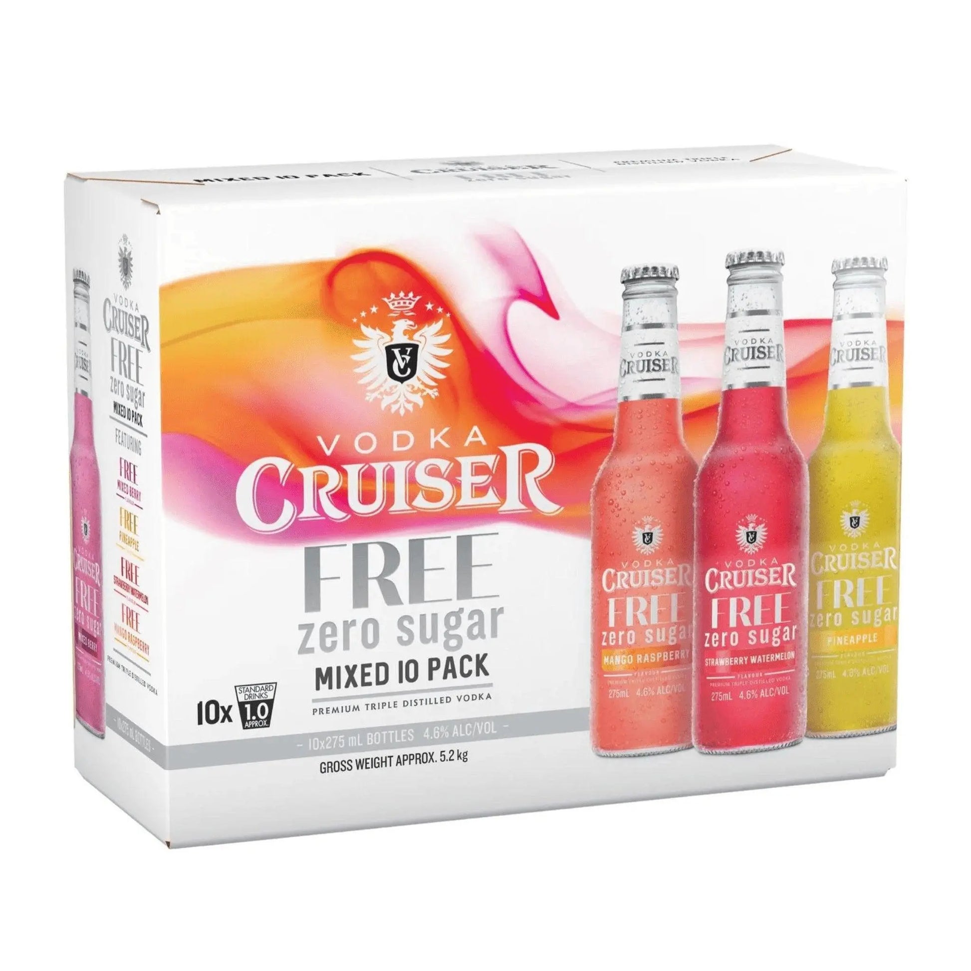 Vodka Cruiser Sugar Free Mixed 10 Pack 275ml - Booze House