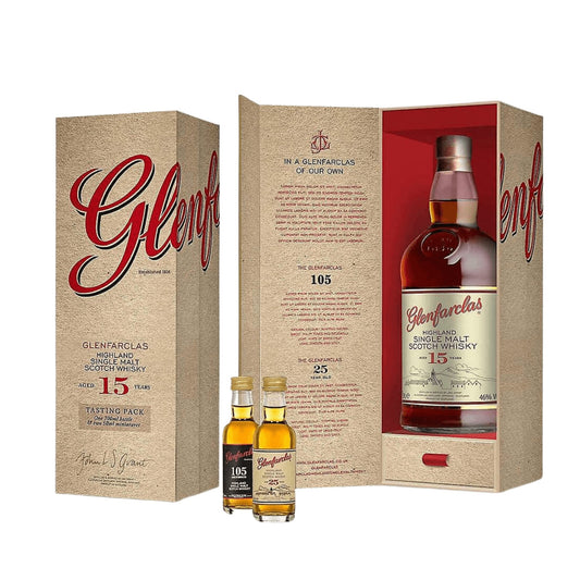 Glenfarclas 15 Year Old Single Malt Scotch Whisky Gift Pack (1x700ml And 2x50ml Bottles) - Booze House
