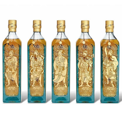 Johnnie Walker Blue Label 5 Gods of Wealth Collection (Wisdom, Vision, Integrity, Fortune & Luck) Blended Scotch Whisky 5 x 750ml - Booze House