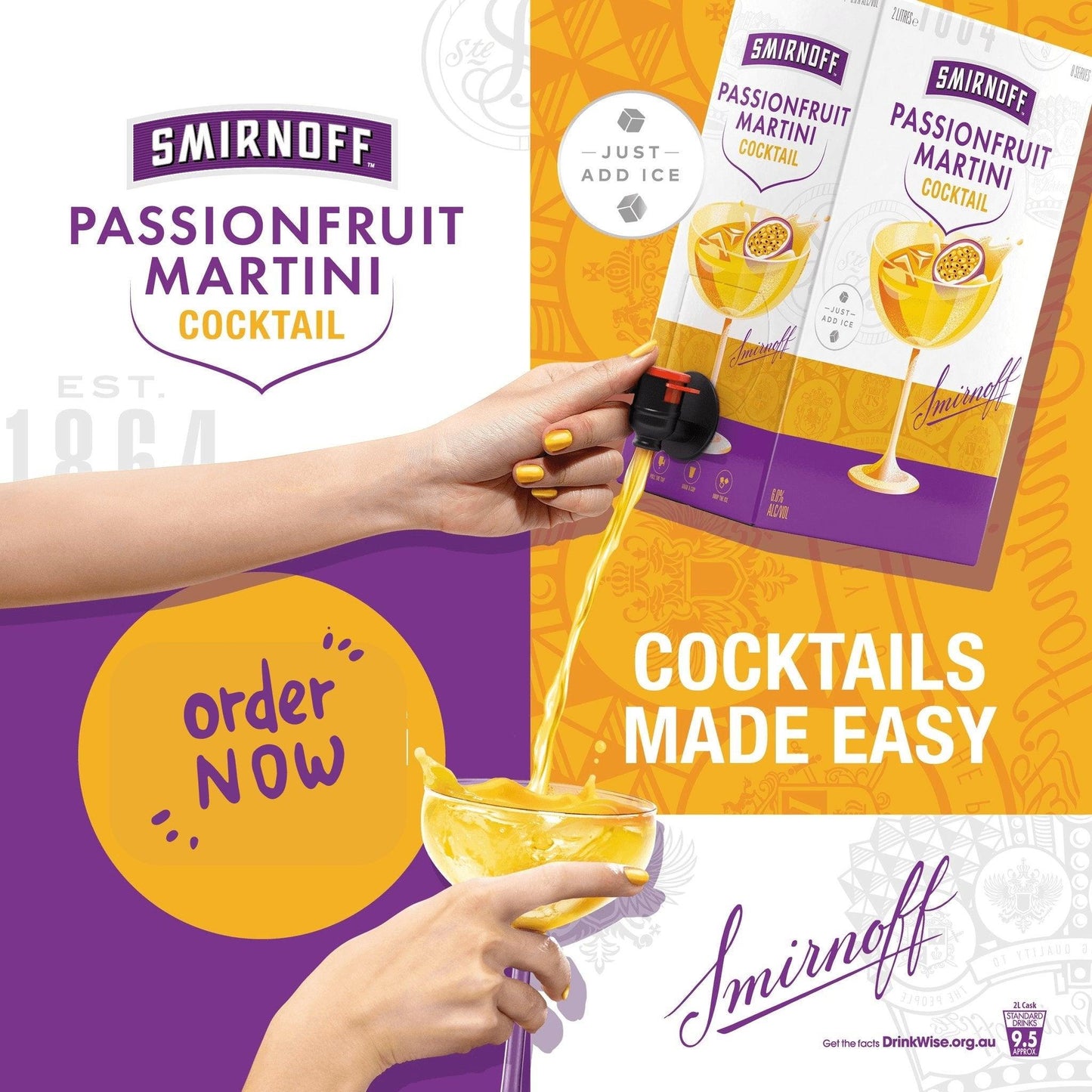 Smirnoff Passionfruit Martini Cocktail 2L - Booze House
