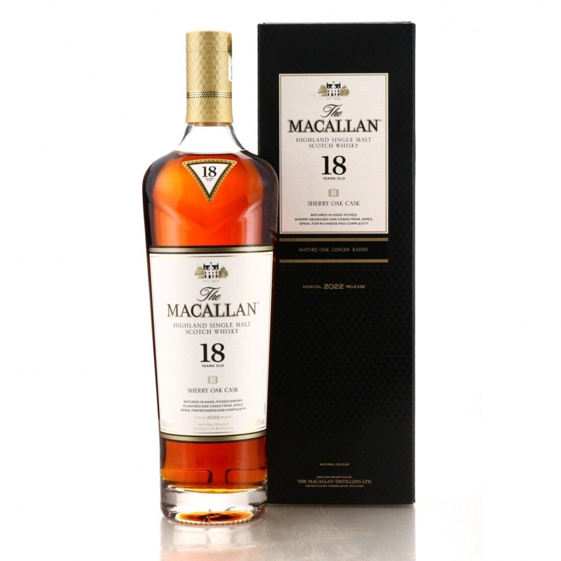 The Macallan 18YO Sherry Oak Cask Single Malt Whisky 2022 Release - Booze House